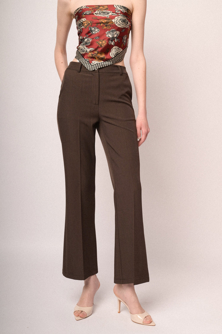 Chocolate flared leg basic trousers