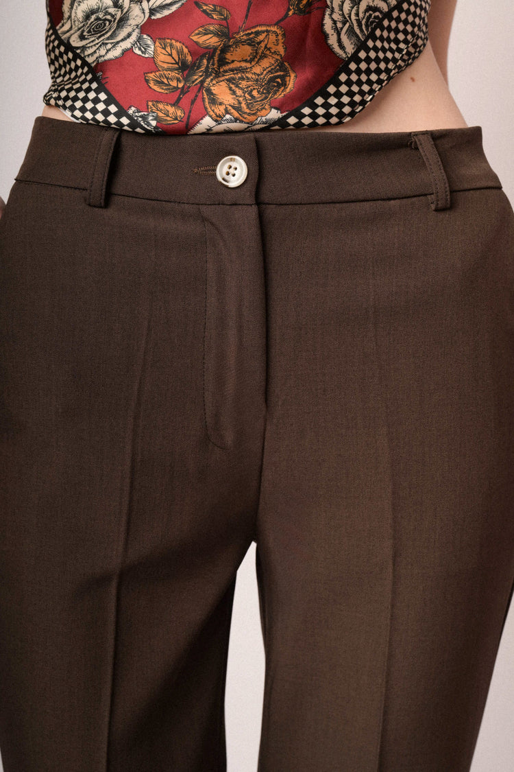 Chocolate flared leg basic trousers