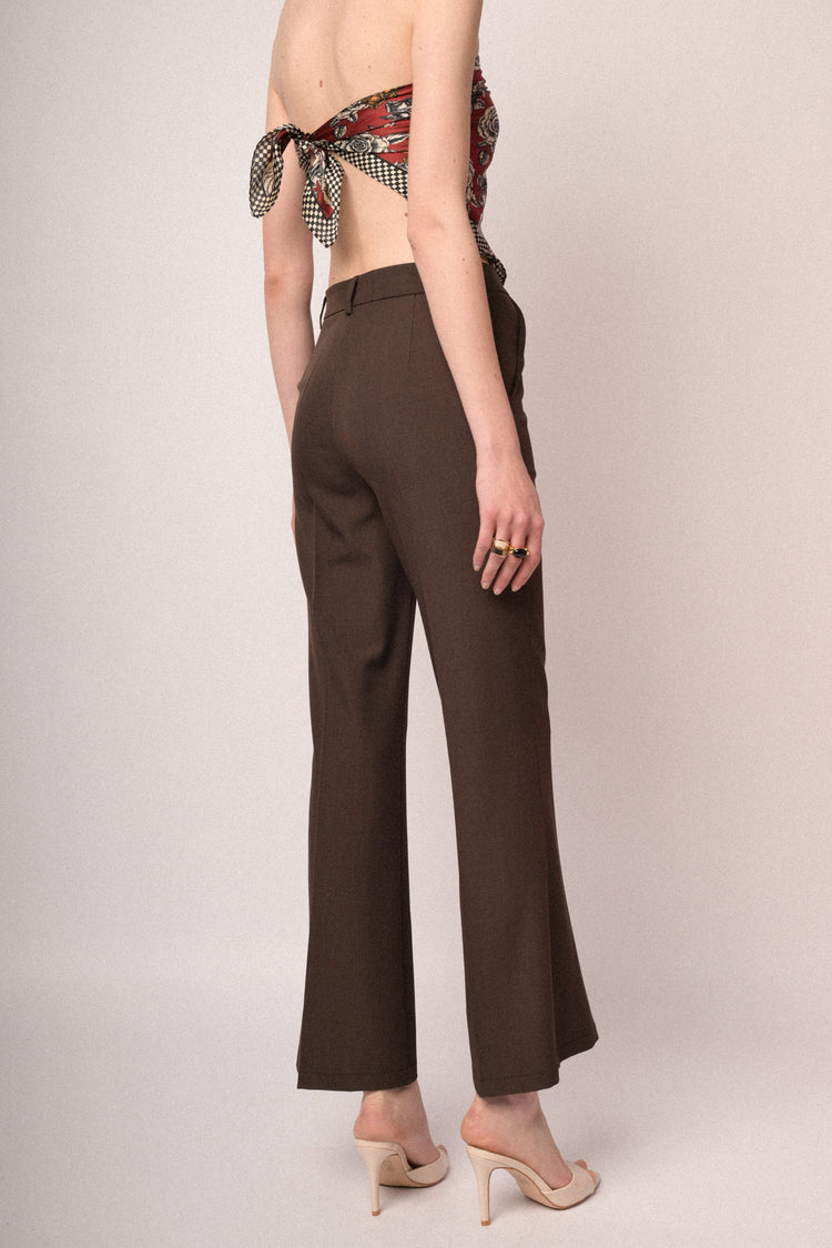 Chocolate flared leg basic trousers