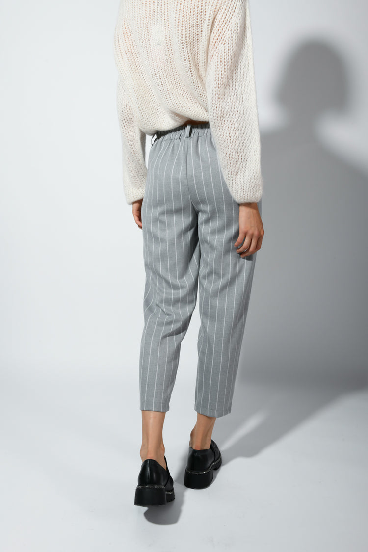 Pinstriped viscose-blend trousers