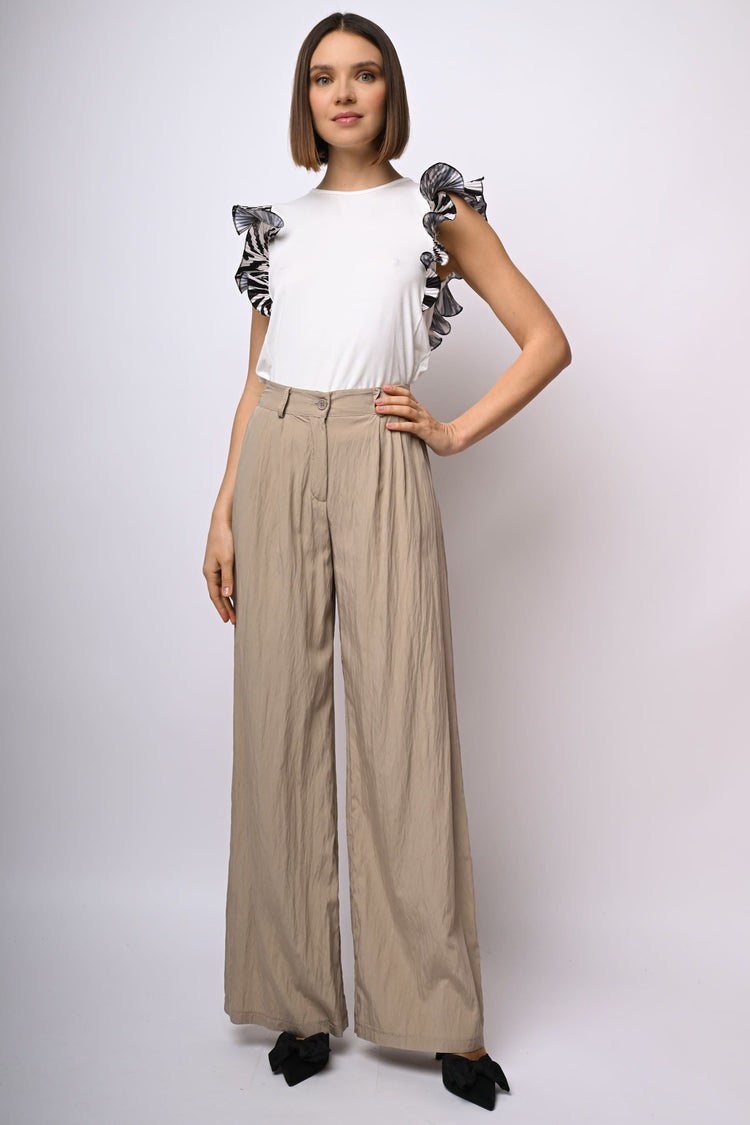 Viscose-blend wide-leg trousers