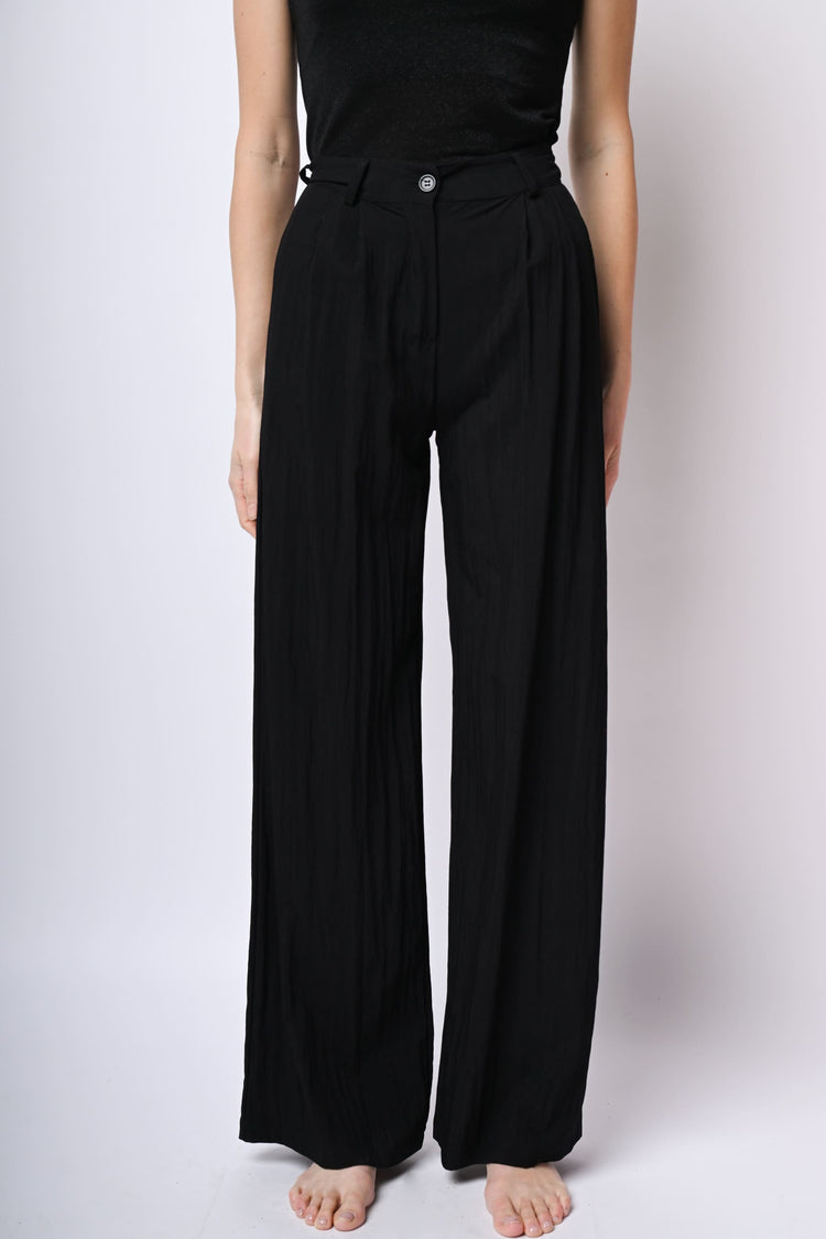Viscose-blend wide-leg trousers
