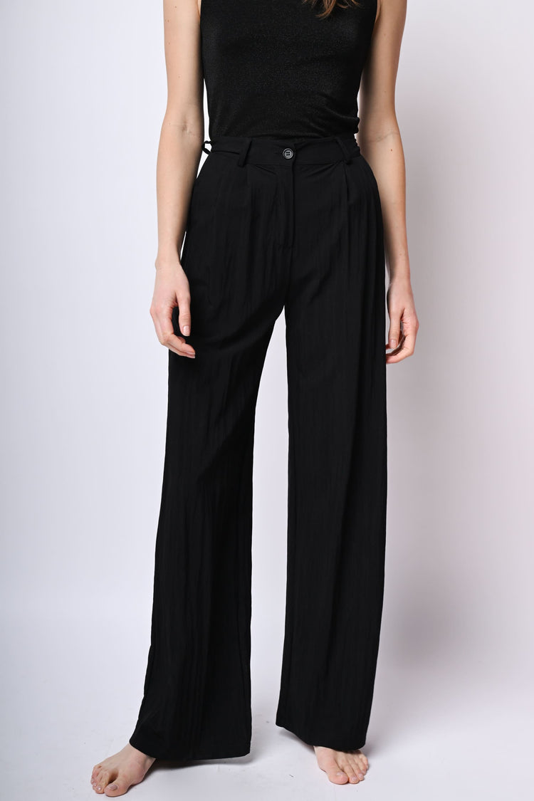 Viscose-blend wide-leg trousers