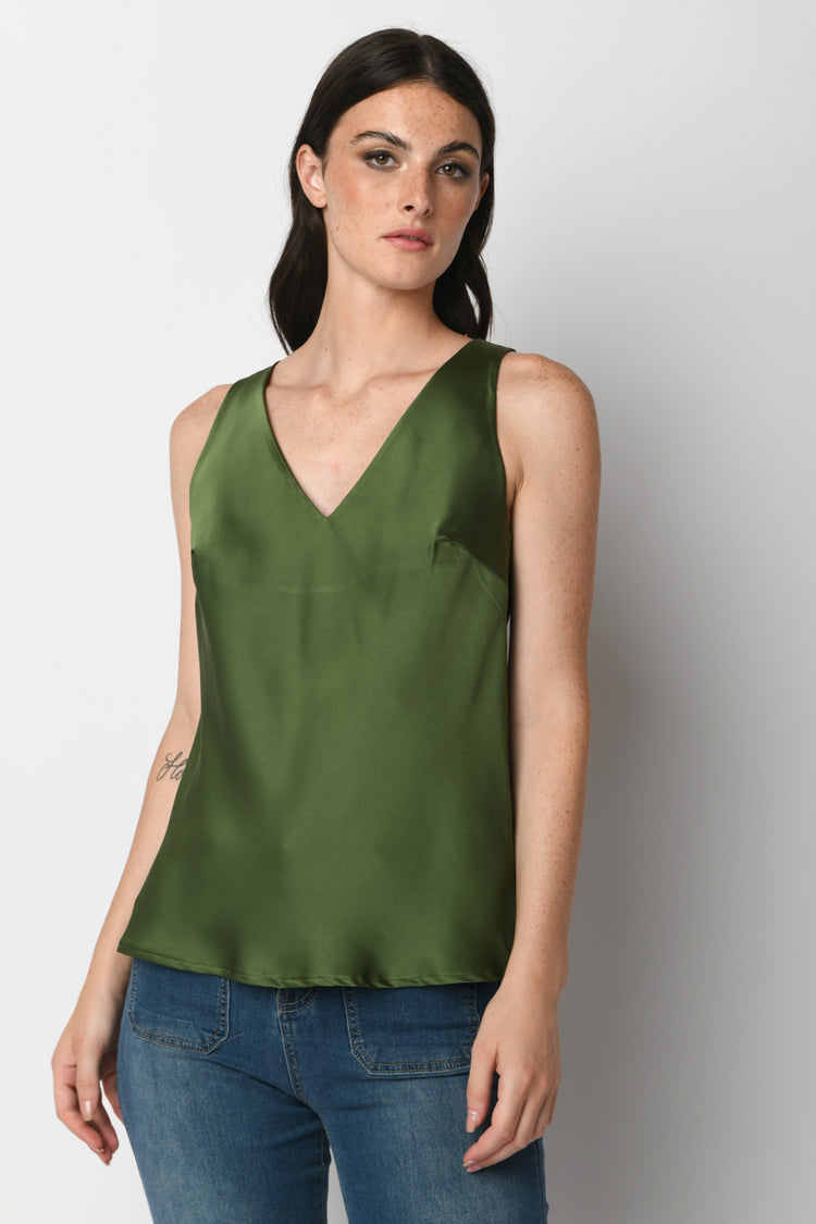 Chain-detail satin top