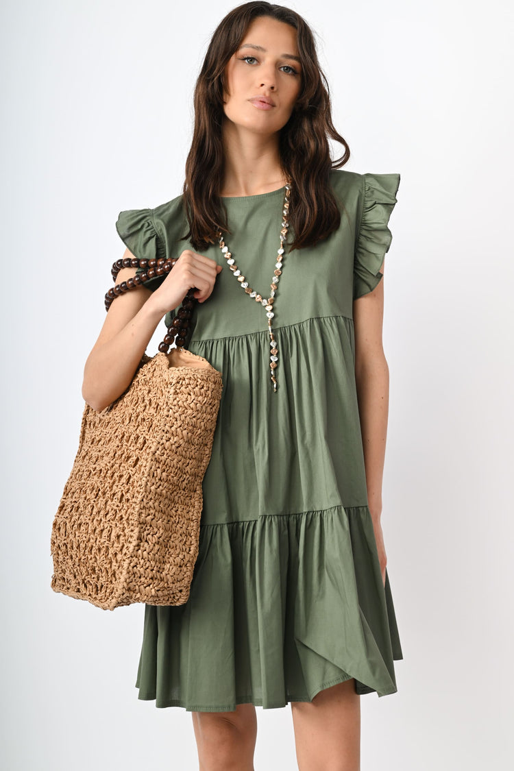 Cotton tiered mini dress
