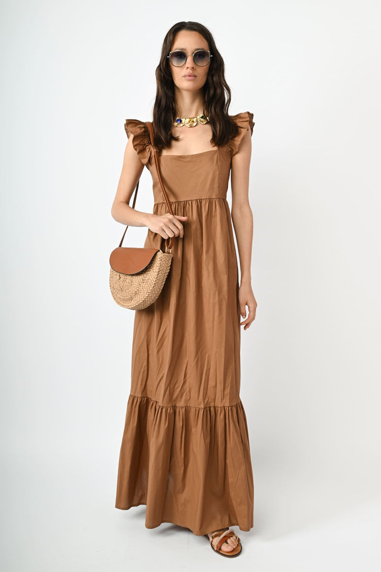 Frills cotton long dress