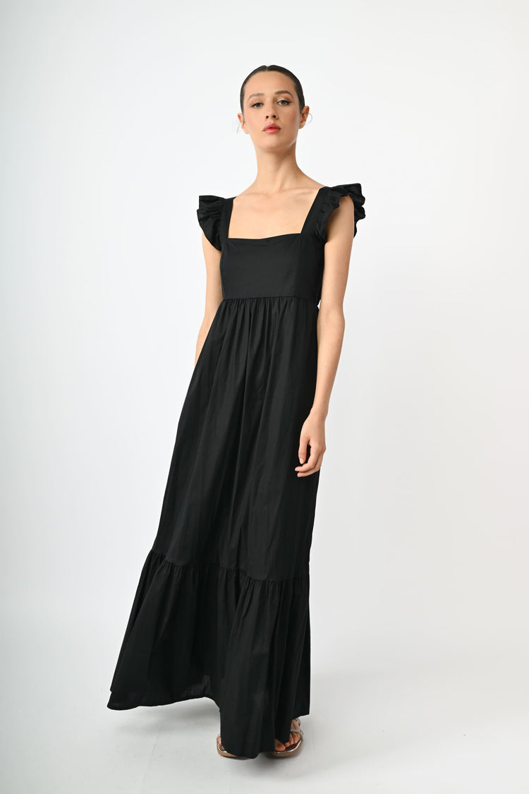 Frills cotton long dress
