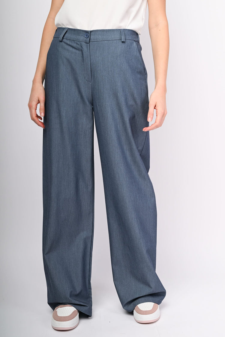 Denim effect palazzo pants