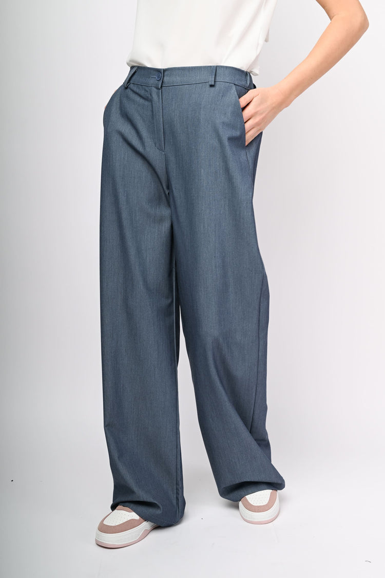 Denim effect palazzo pants