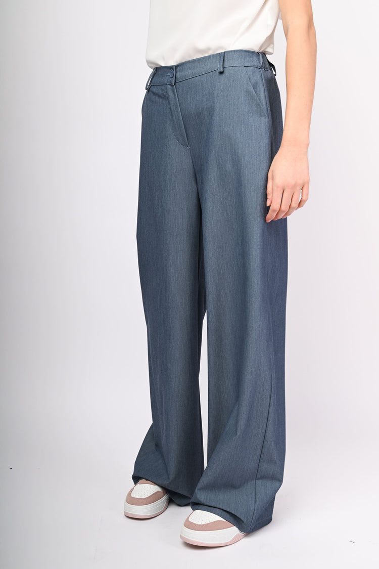 Denim effect palazzo pants