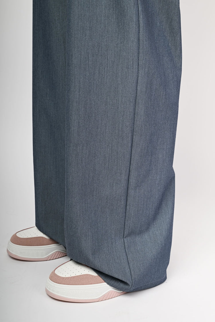 Denim effect palazzo pants