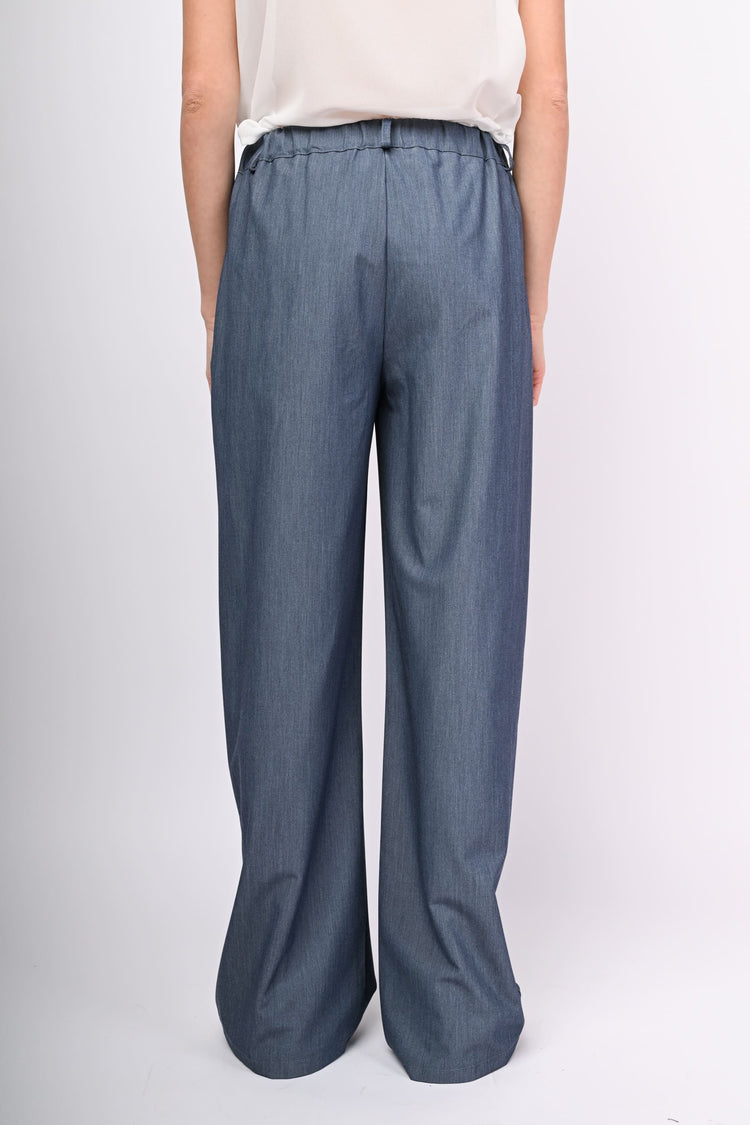 Denim effect palazzo pants