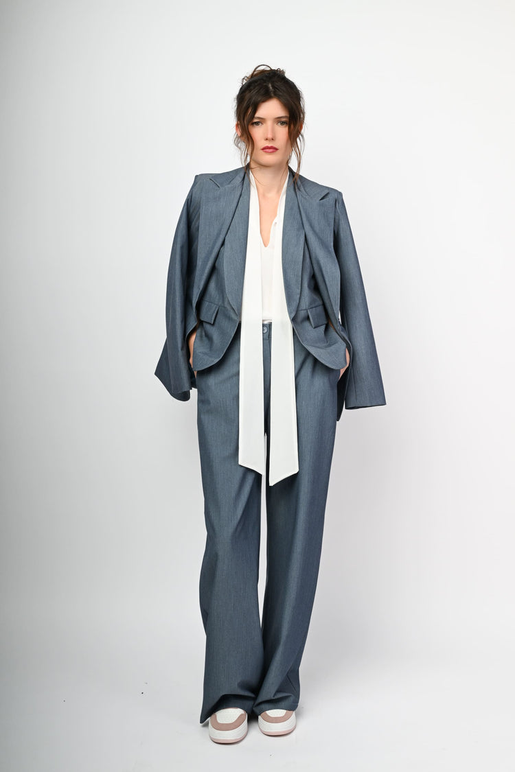 Denim effect palazzo pants