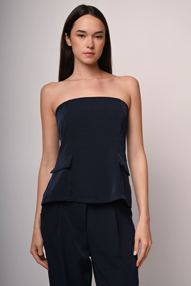 Pocket-detail off-the-shoulder top