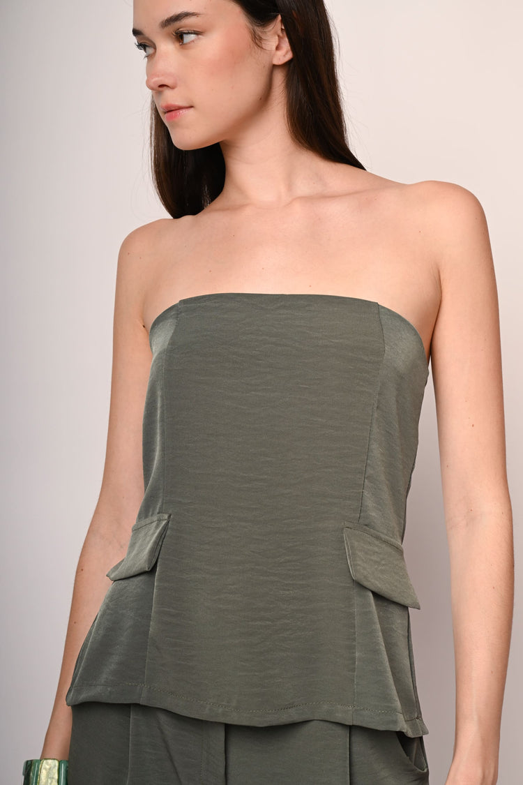 Pocket-detail off-the-shoulder top