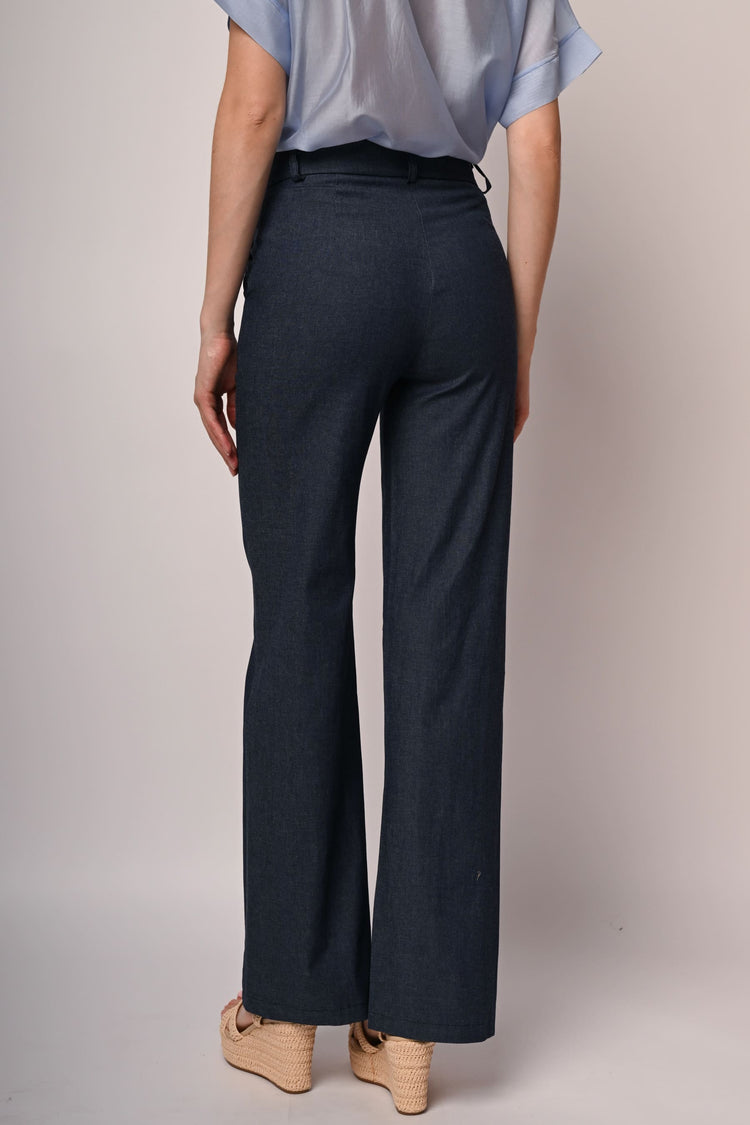 Lightweight denim wide-leg trousers