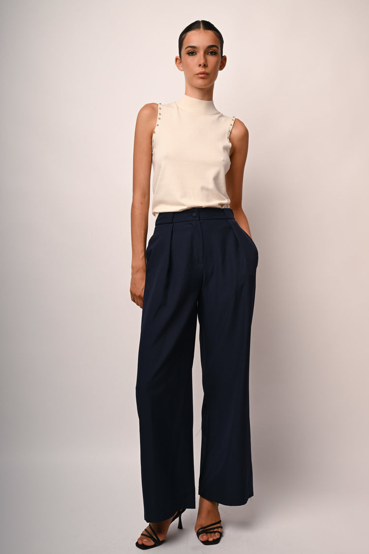 Darts wide-leg trousers