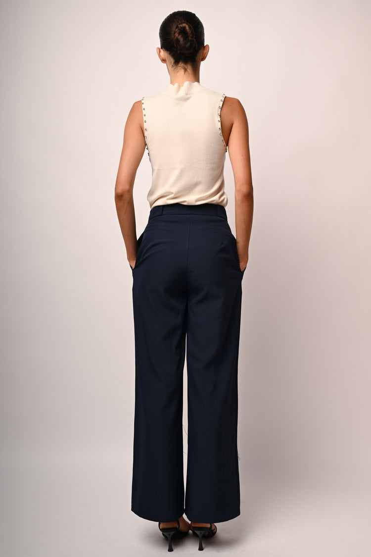 Darts wide-leg trousers