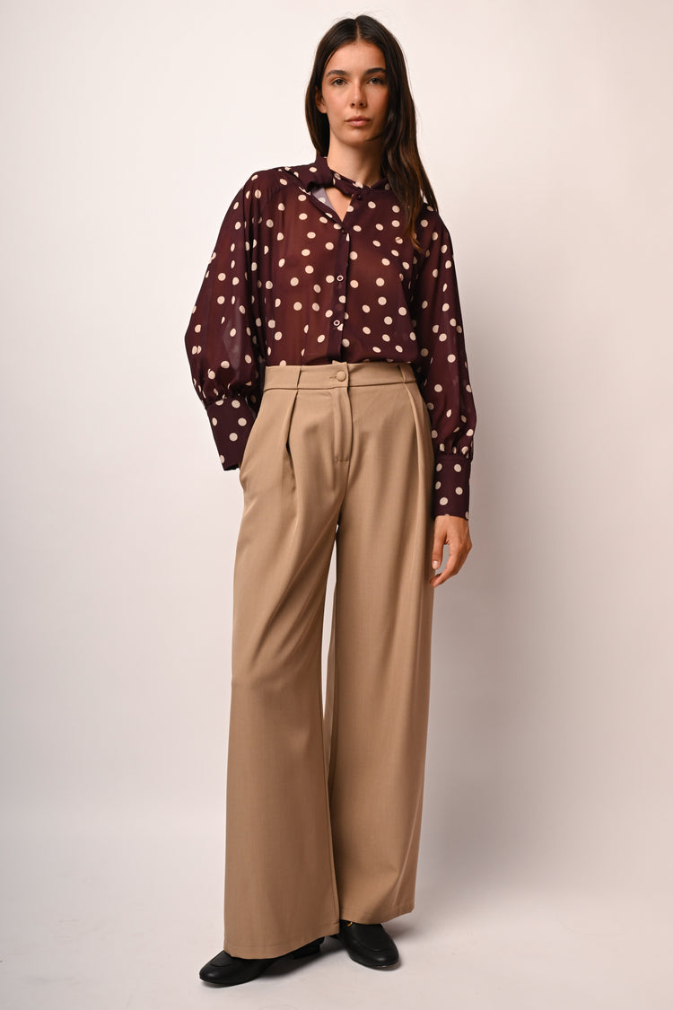 Darts wide-leg trousers