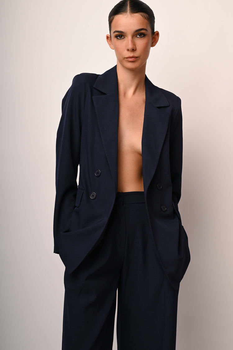 Double-breasted effect oversized blazer