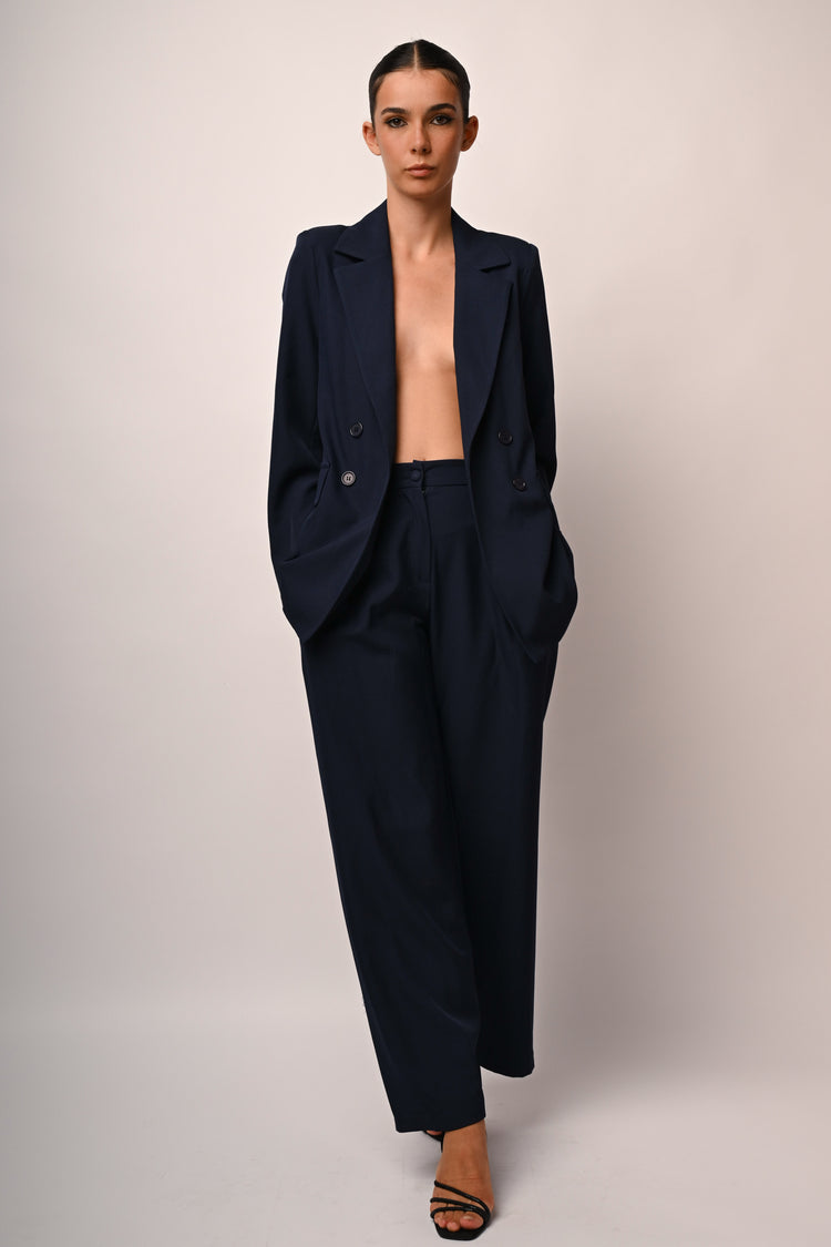 Double-breasted effect oversized blazer