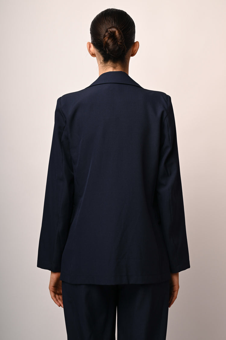 Double-breasted effect oversized blazer