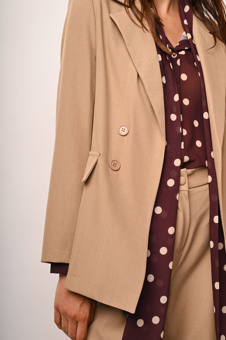 Double-breasted effect oversized blazer