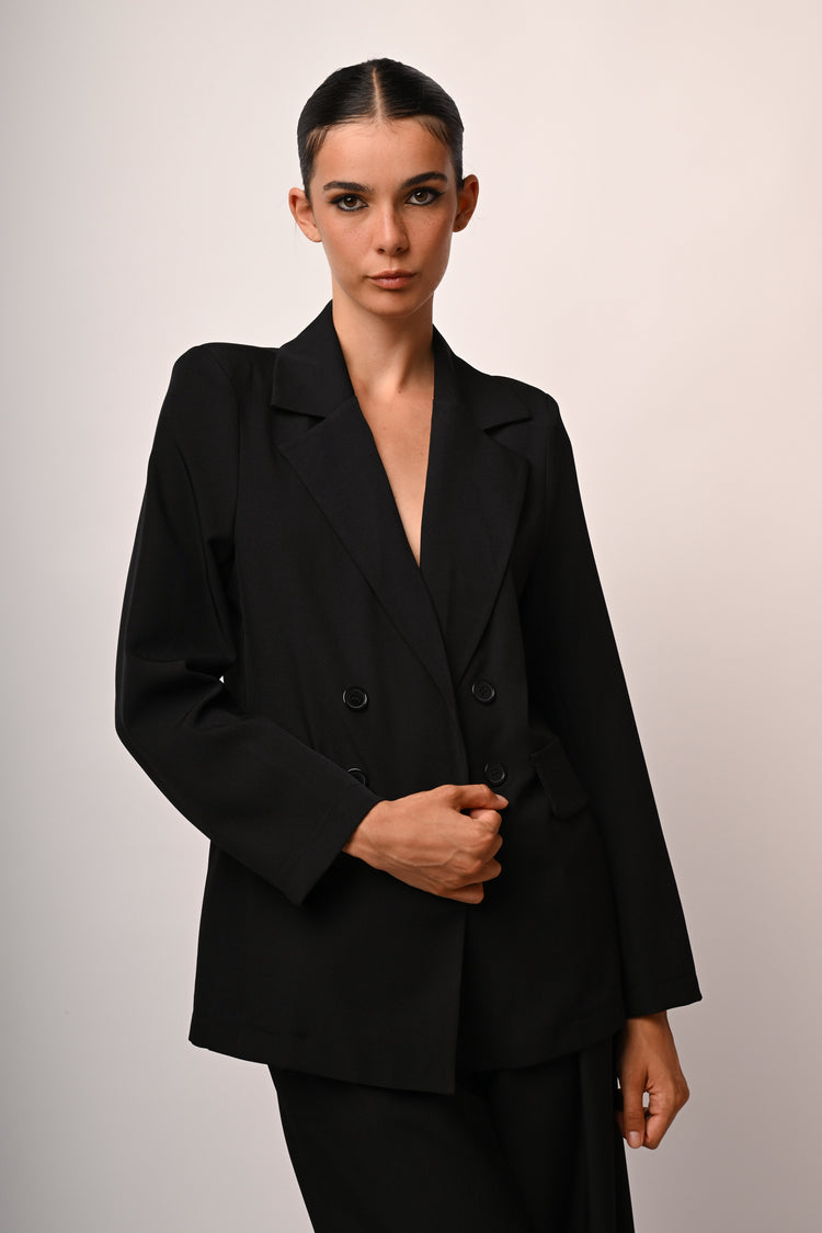 Double-breasted effect oversized blazer