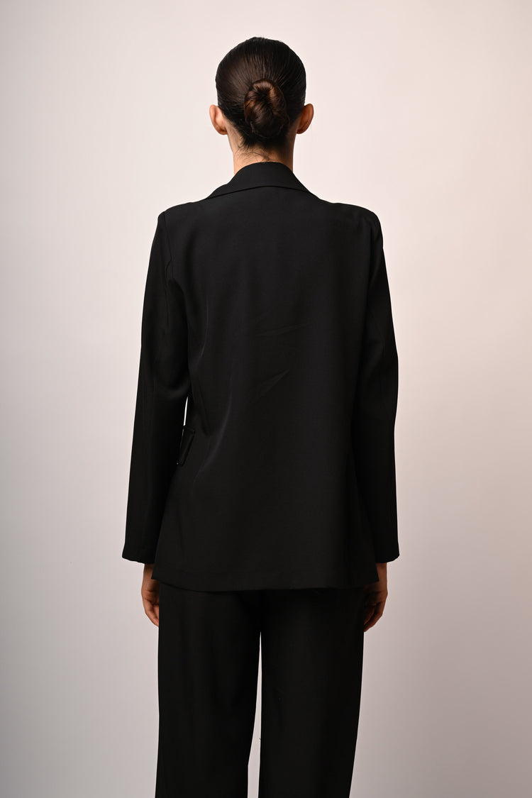 Double-breasted effect oversized blazer