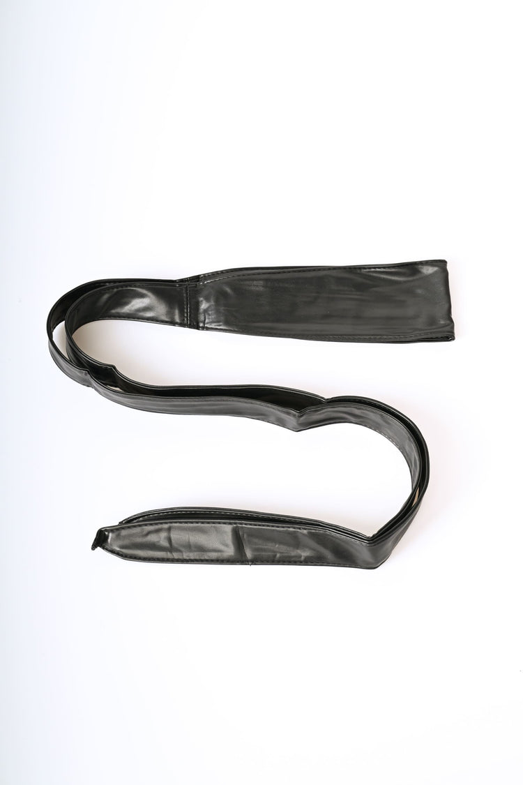 Faux leather sash belt