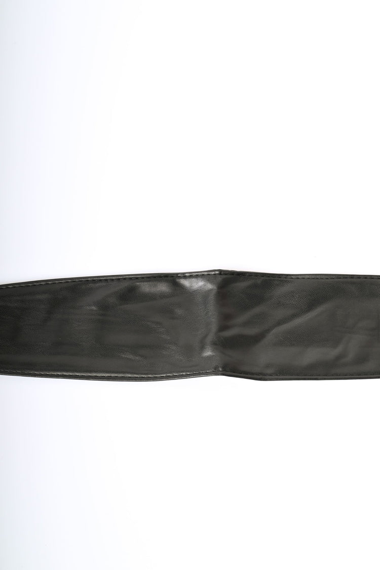 Faux leather sash belt