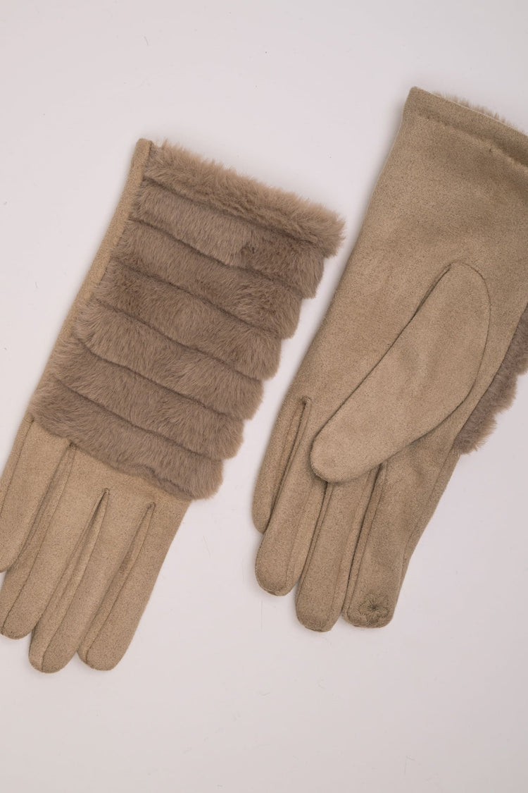 Faux fur detail gloves