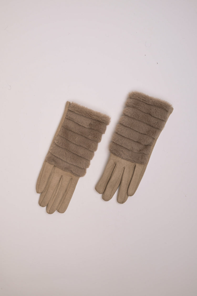 Faux fur detail gloves