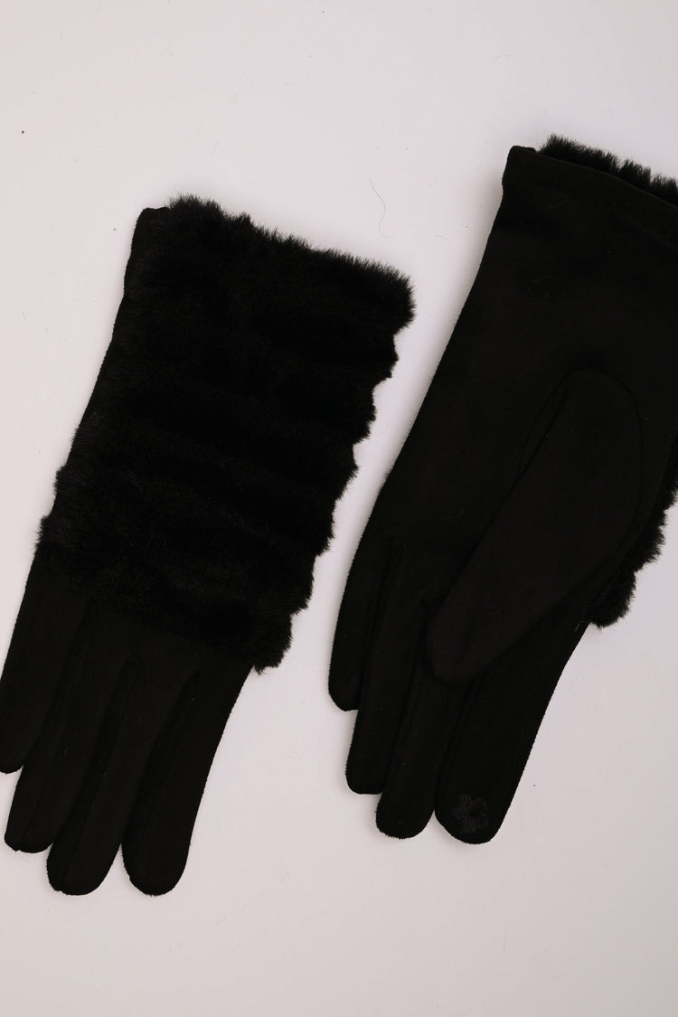 Faux fur detail gloves