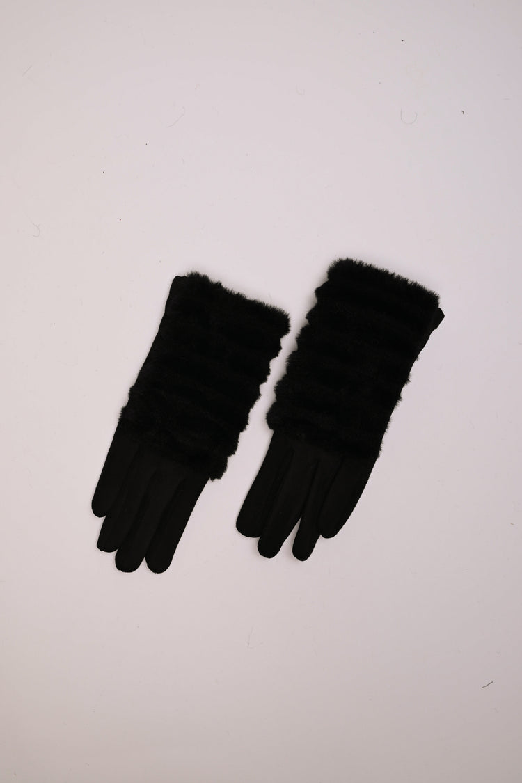 Faux fur detail gloves