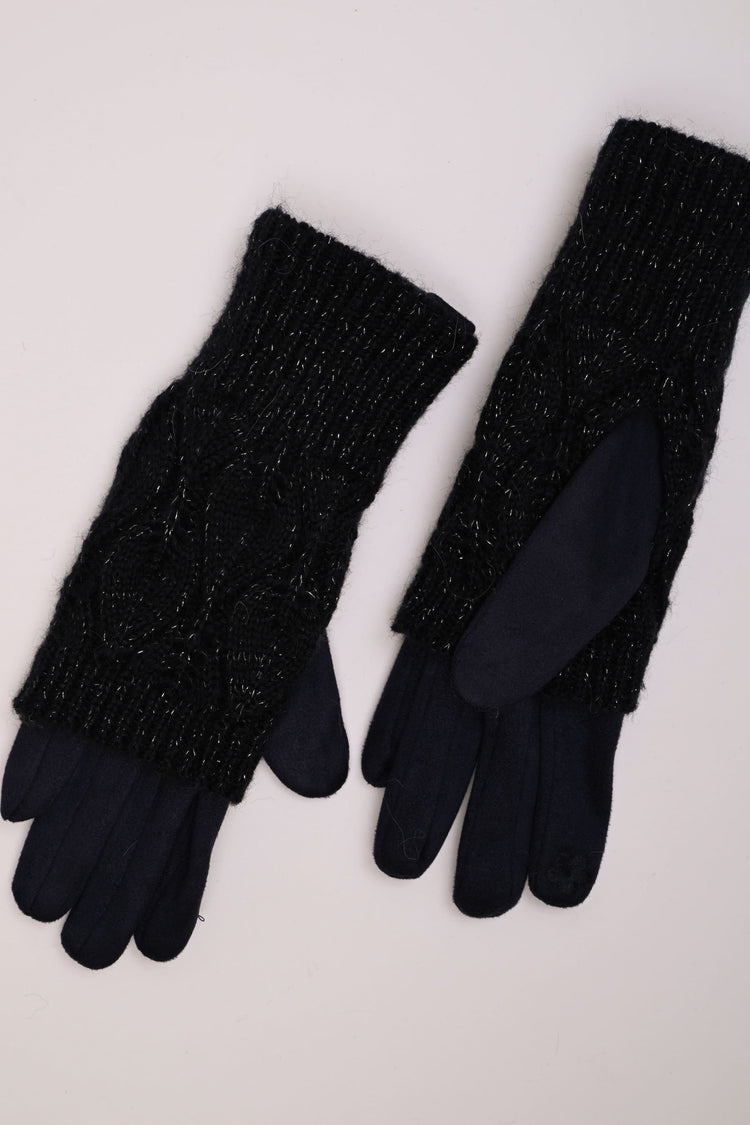 Lurex knit muff gloves