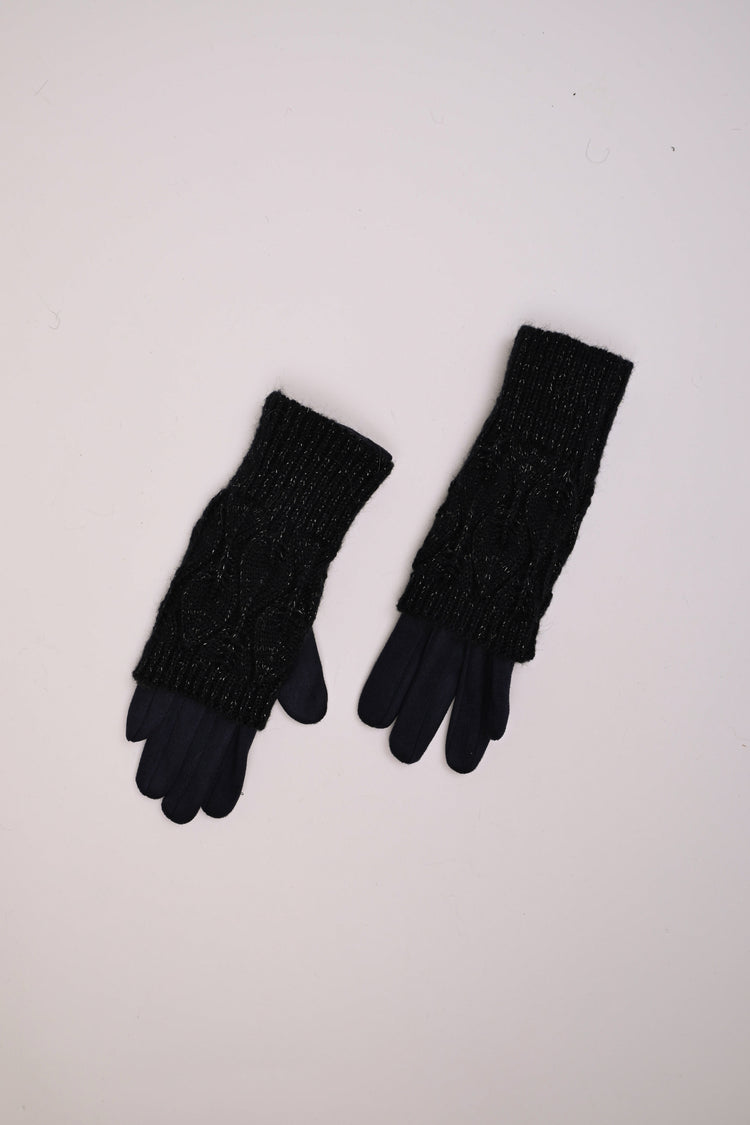 Lurex knit muff gloves