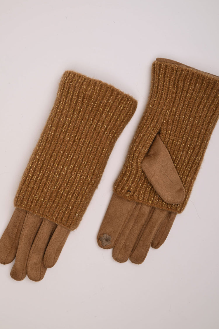 Lurex knit muff gloves