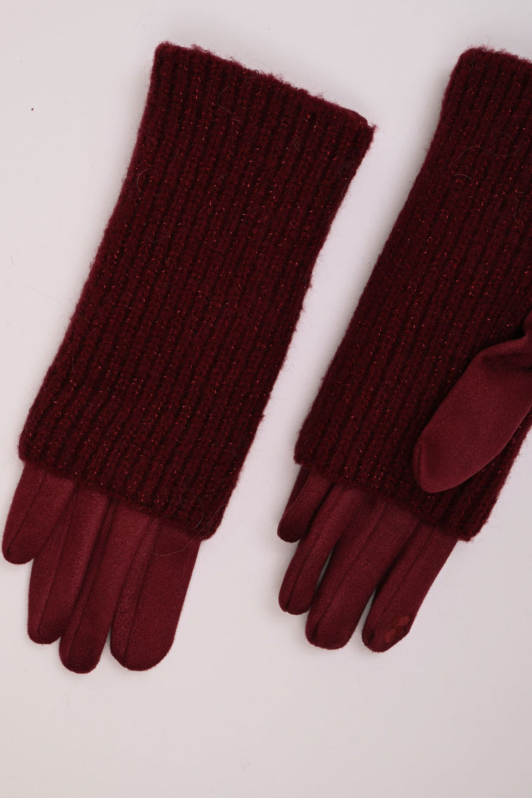 Lurex knit muffs gloves