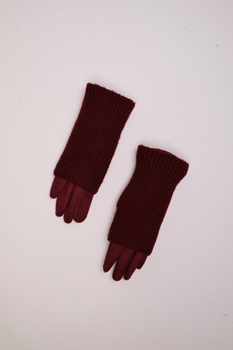 Lurex knit muffs gloves