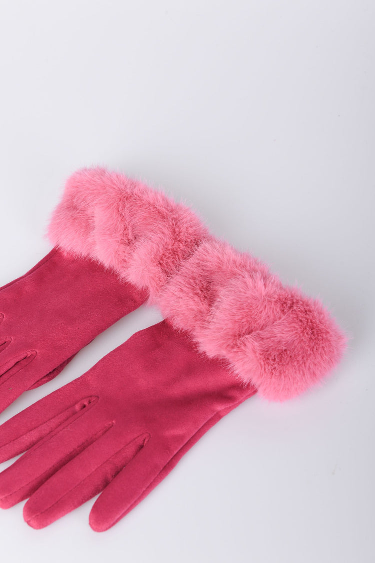 Faux fur cuffs gloves