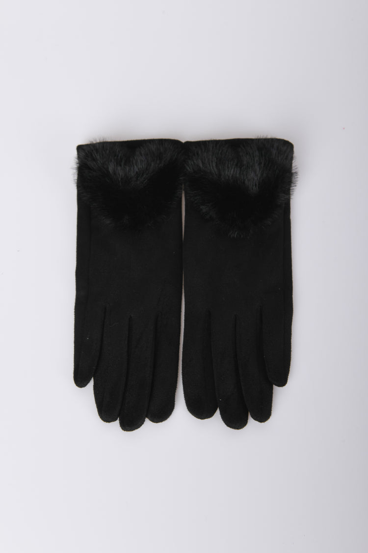 Faux fur-heart gloves