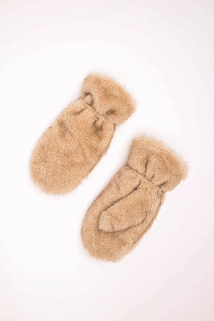 Faux fur mittens