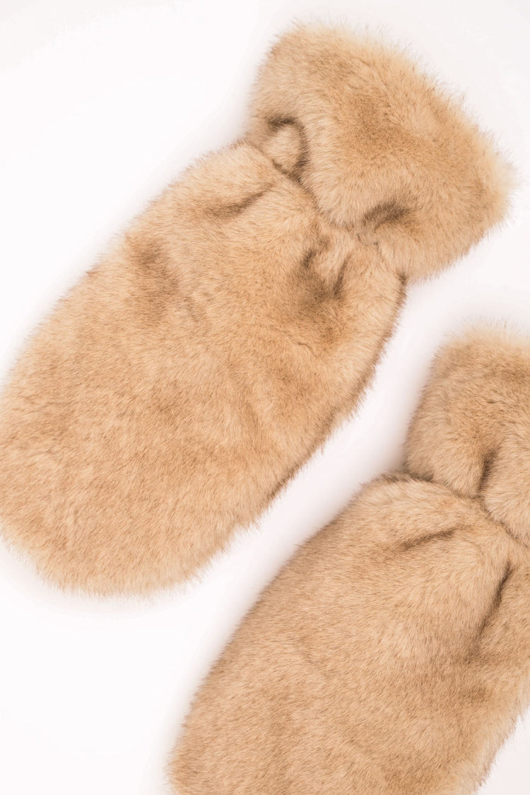 Faux fur mittens