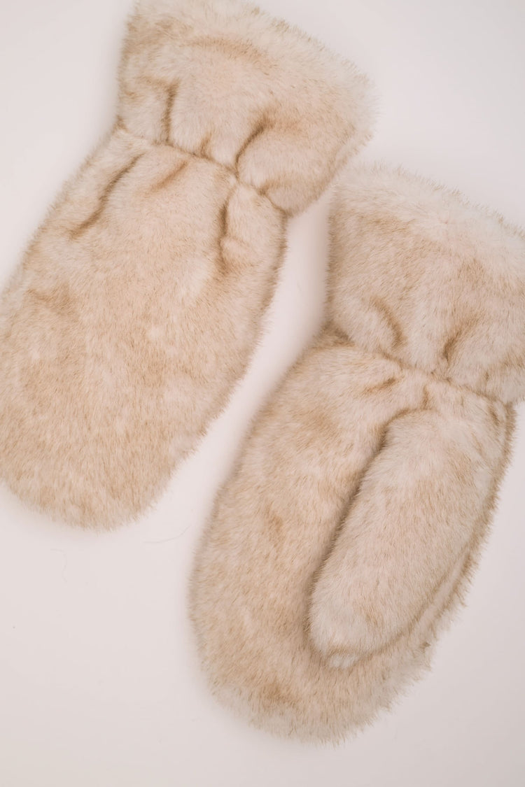 Faux fur mittens