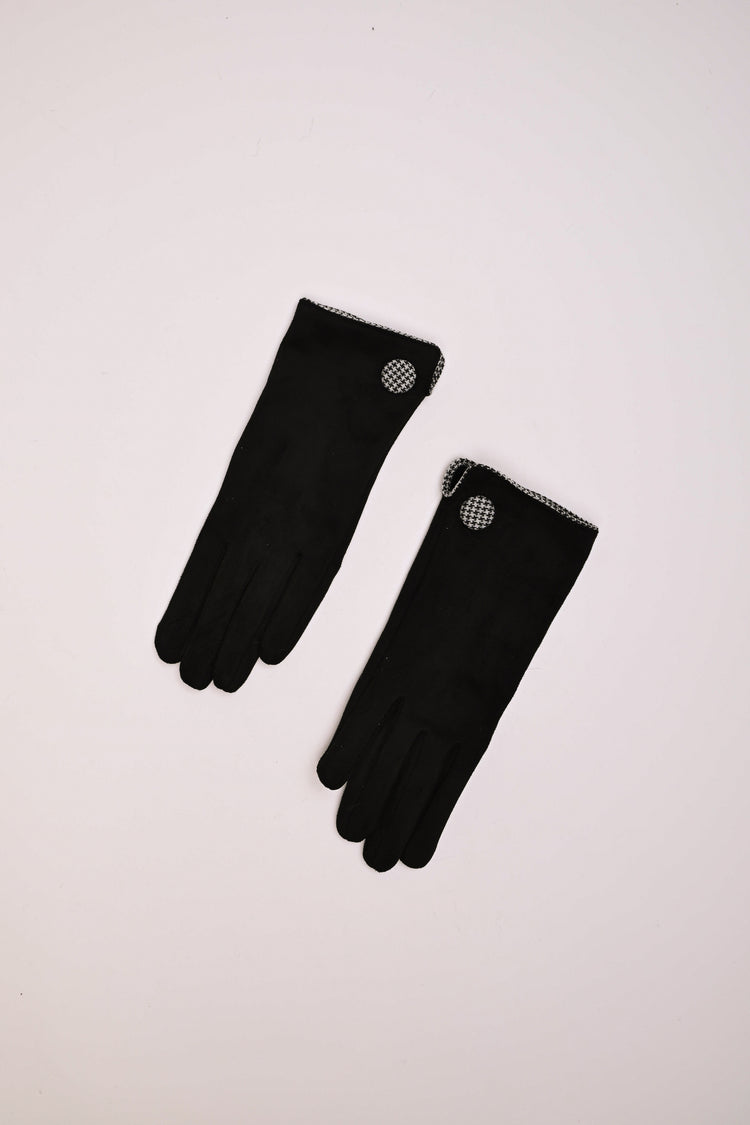 Houndstooth button gloves