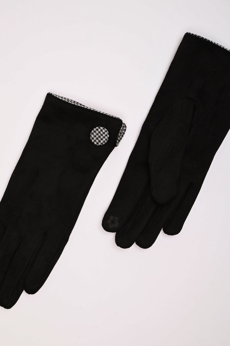 Houndstooth button gloves