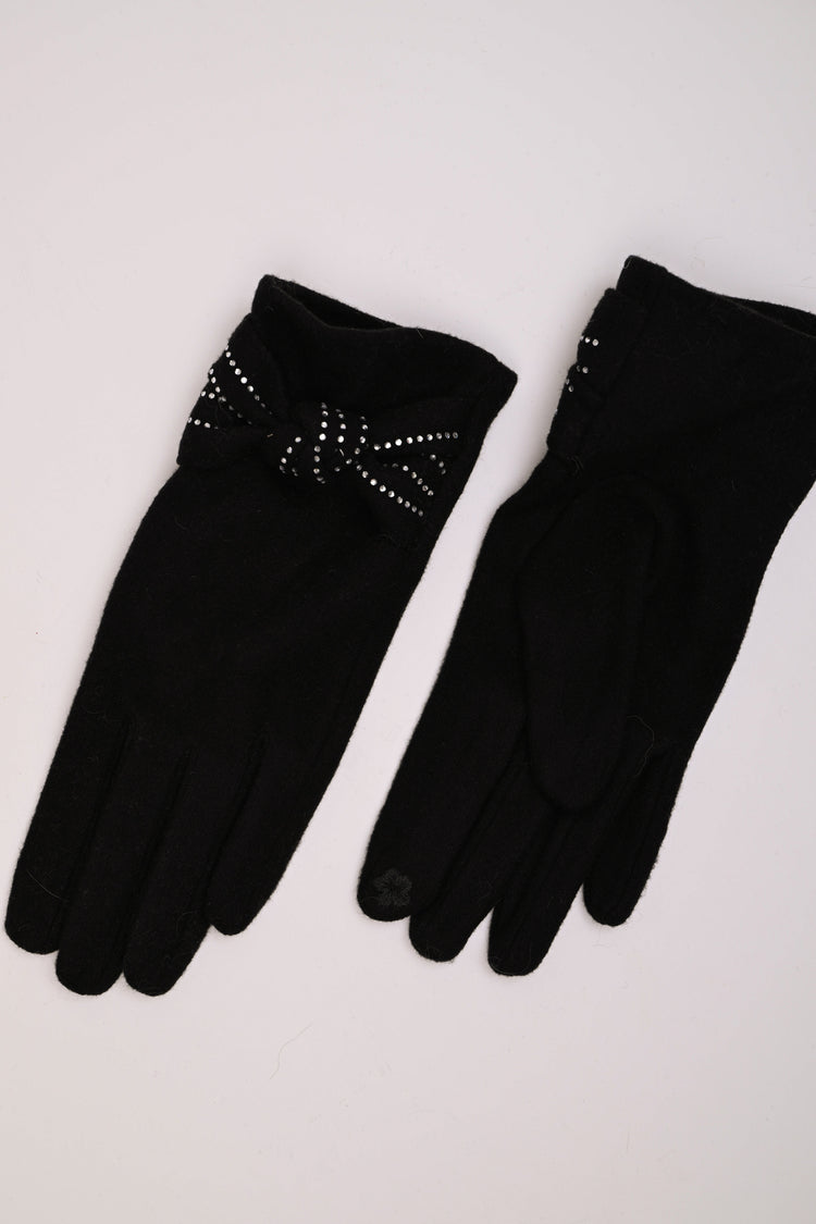 Rhinestone bow gloves