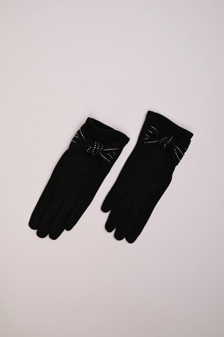 Rhinestone bow gloves