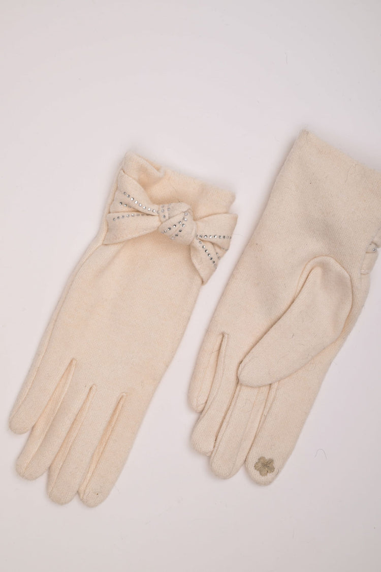 Rhinestone bow gloves